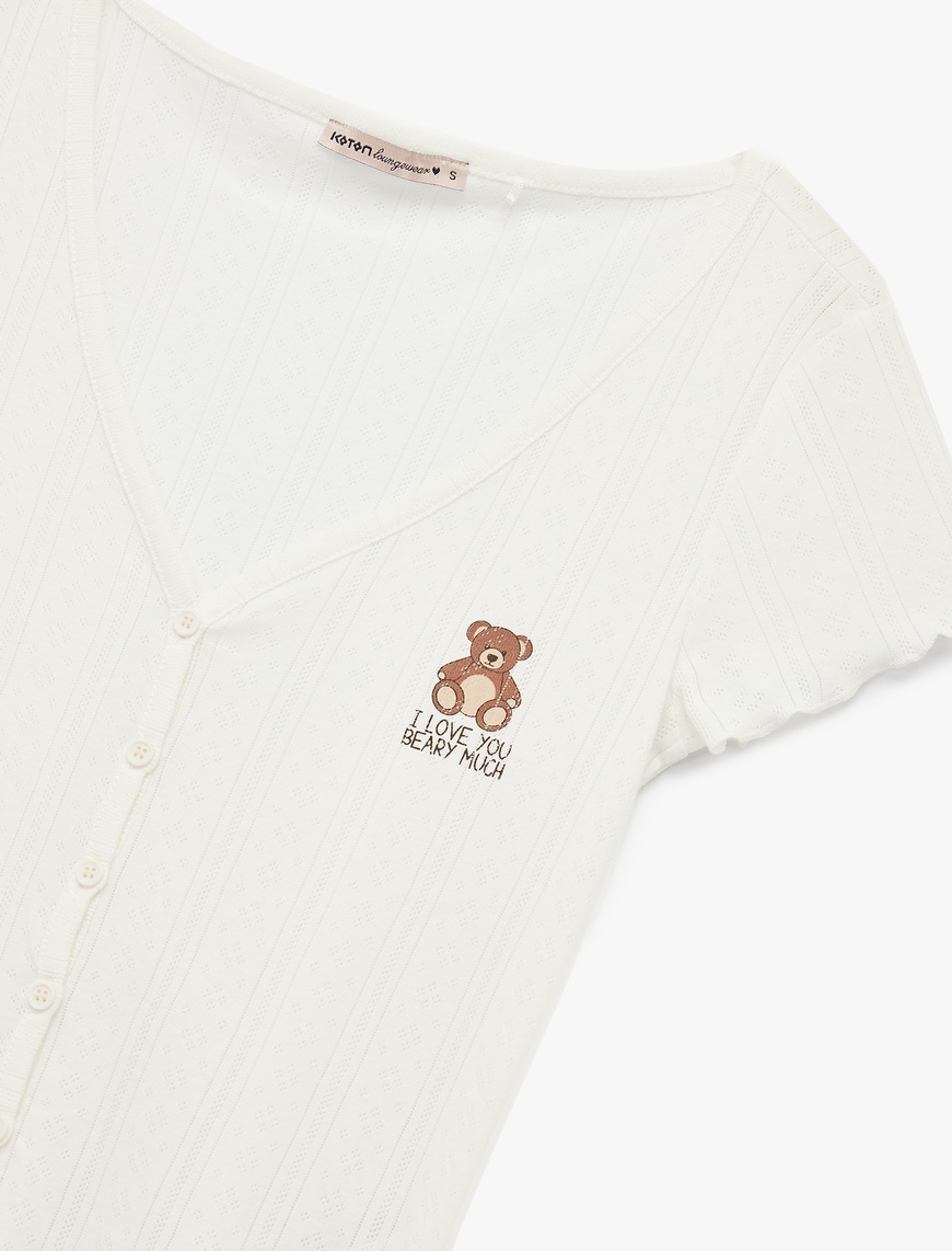   Pamuklu Kısa Kollu Düğmeli Pijama Takımı