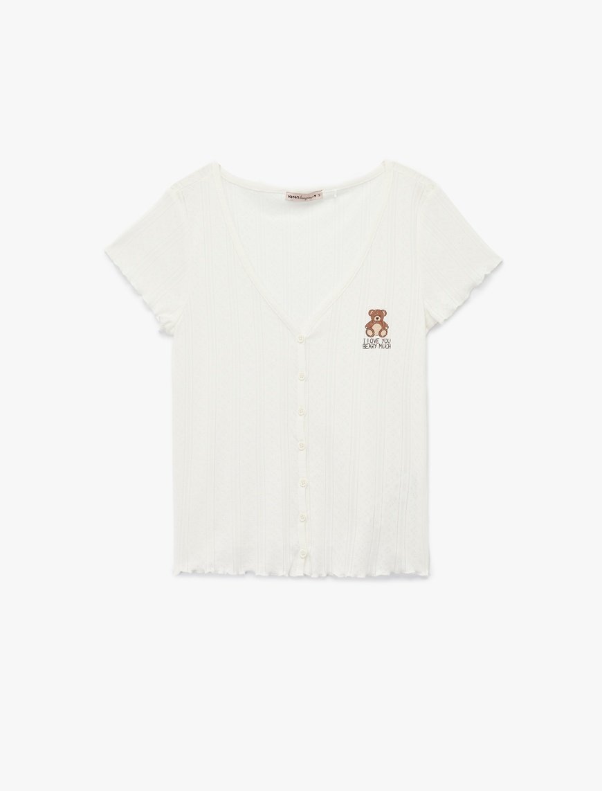   Pamuklu Kısa Kollu Düğmeli Pijama Takımı