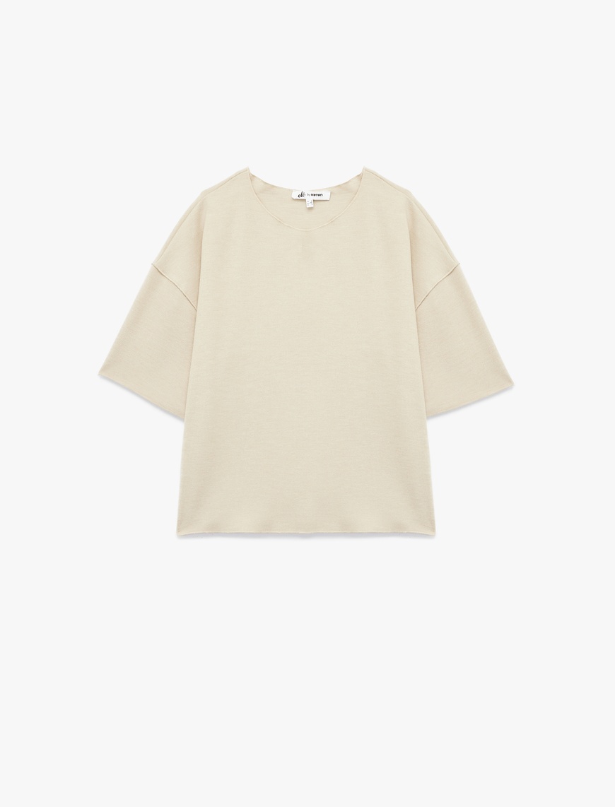   Kısa Kollu Bisiklet Yaka Basic Oversize Tişört