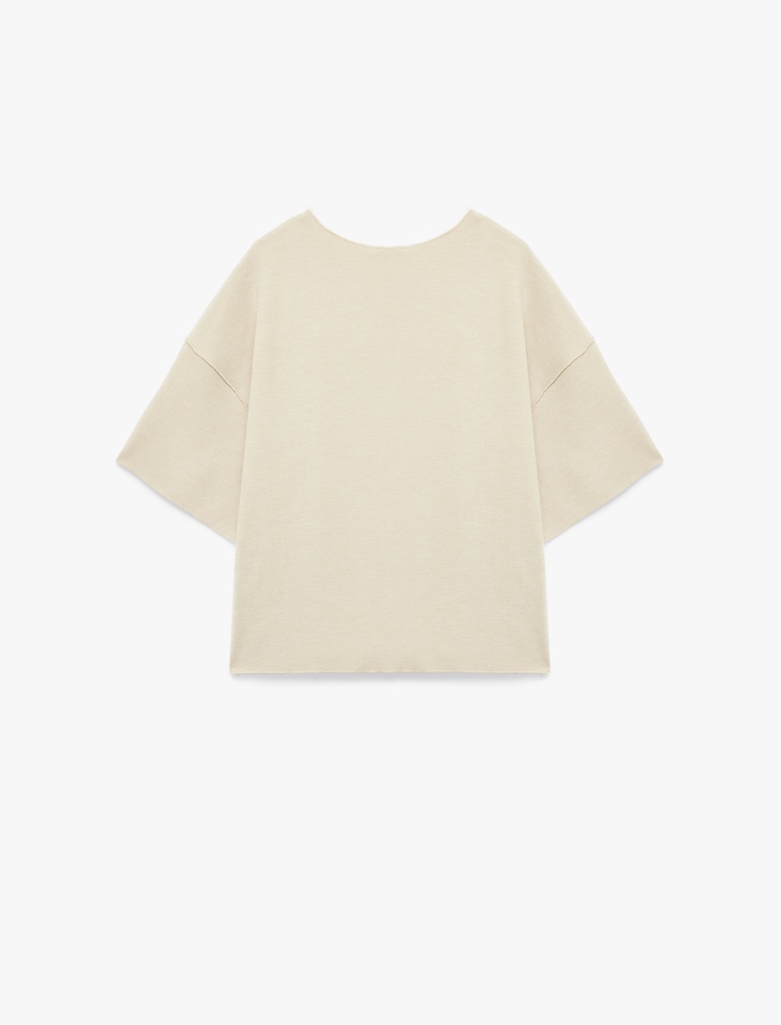   Kısa Kollu Bisiklet Yaka Basic Oversize Tişört