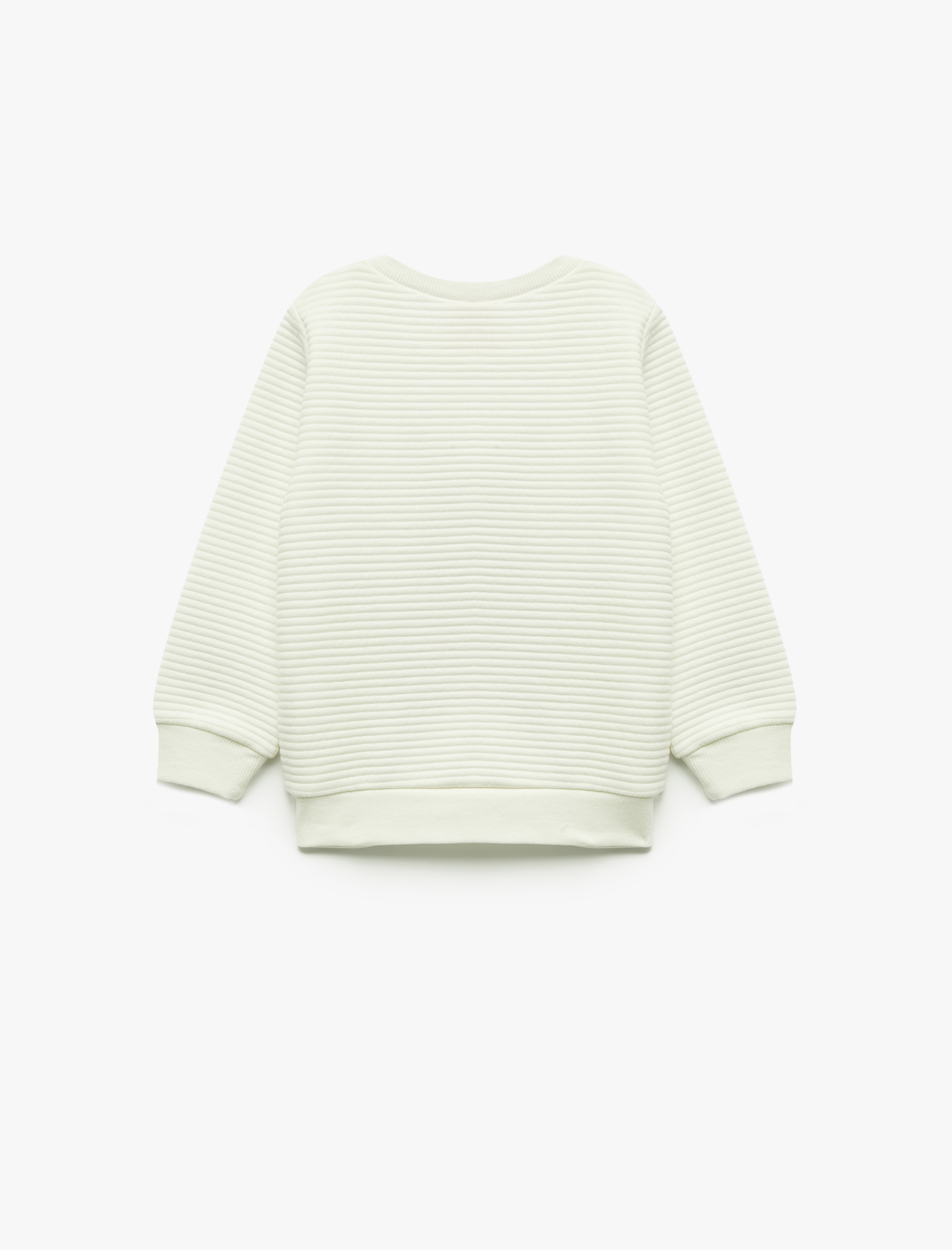  Kız Bebek Bisiklet Yaka Nakışlı Dokulu Uzun Kollu Sweatshirt