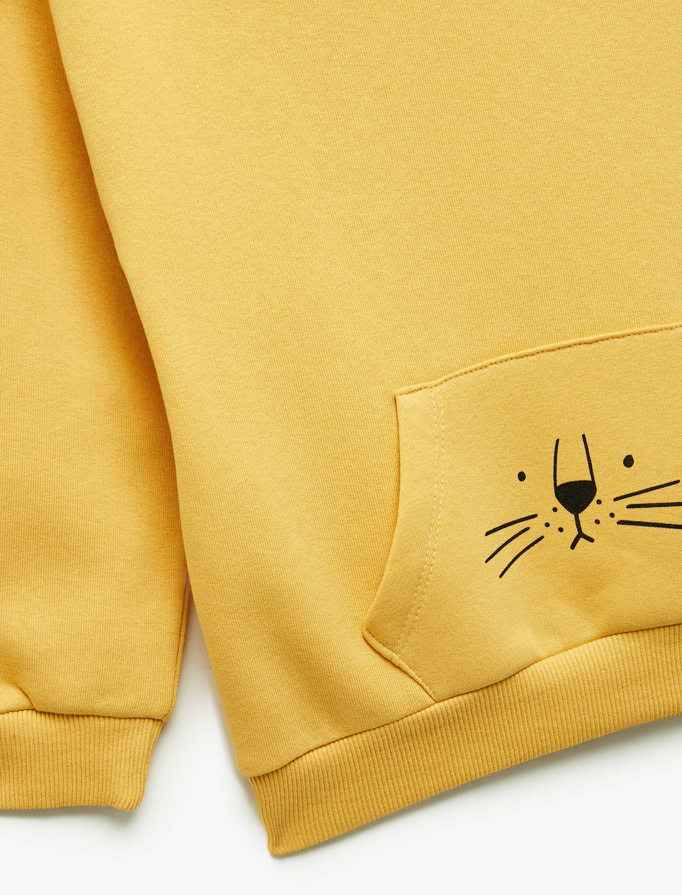  Erkek Bebek Şardonlu Uzun Kollu Kanguru cepli Aslan Baskılı Kapşonlu Sweatshirt