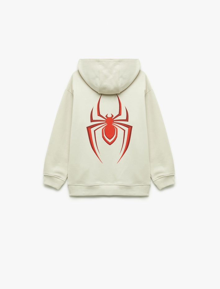 Erkek Çocuk Lisanslı Örümcek Adam Baskılı Uzun Kollu Şardonlu Pamuklu Kapşonlu Sweatshirt
