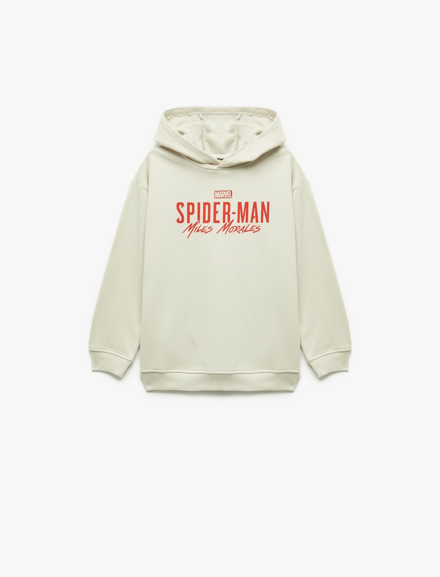 Erkek Çocuk Lisanslı Örümcek Adam Baskılı Uzun Kollu Şardonlu Pamuklu Kapşonlu Sweatshirt