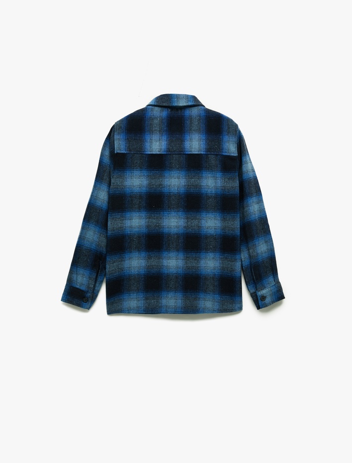 Erkek Çocuk Uzun Kollu Tek Cepli Klasik Yaka Ekoseli Gömlek