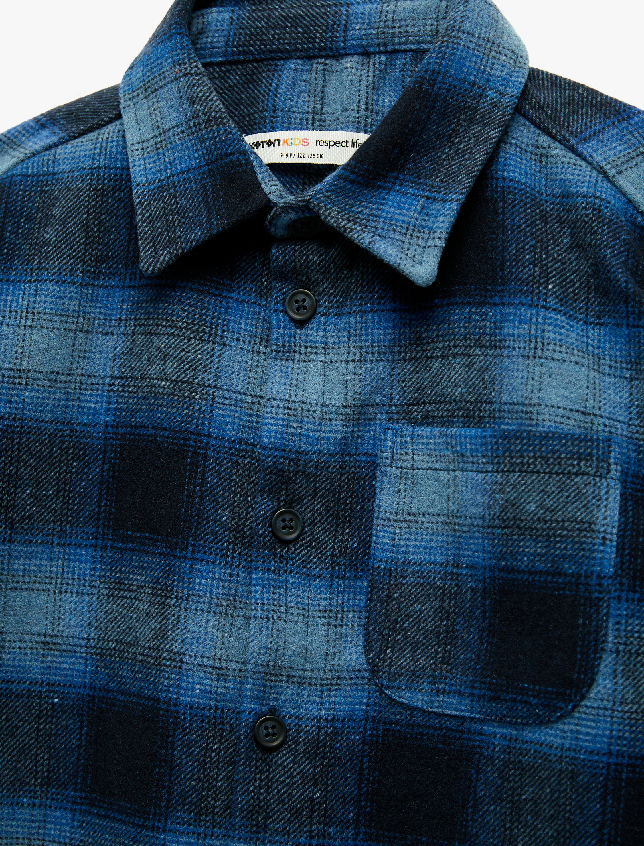  Erkek Çocuk Uzun Kollu Tek Cepli Klasik Yaka Ekoseli Gömlek