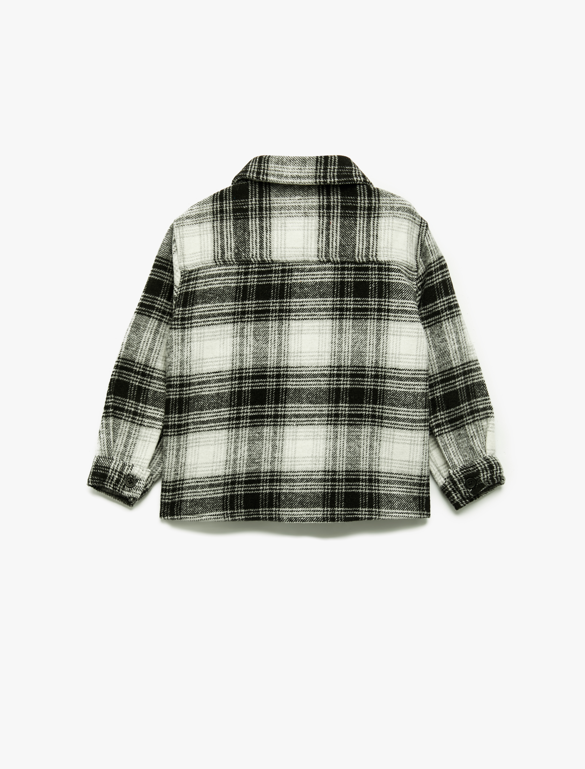  Erkek Bebek Uzun Kollu Tek Cepli Klasik Yaka Ekoseli Gömlek