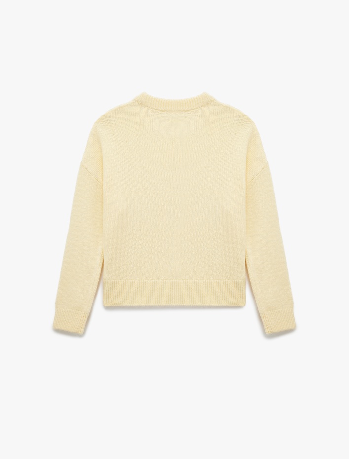  Uzun Kollu Bisiklet Yaka Asimetrik Kesim Triko Kazak