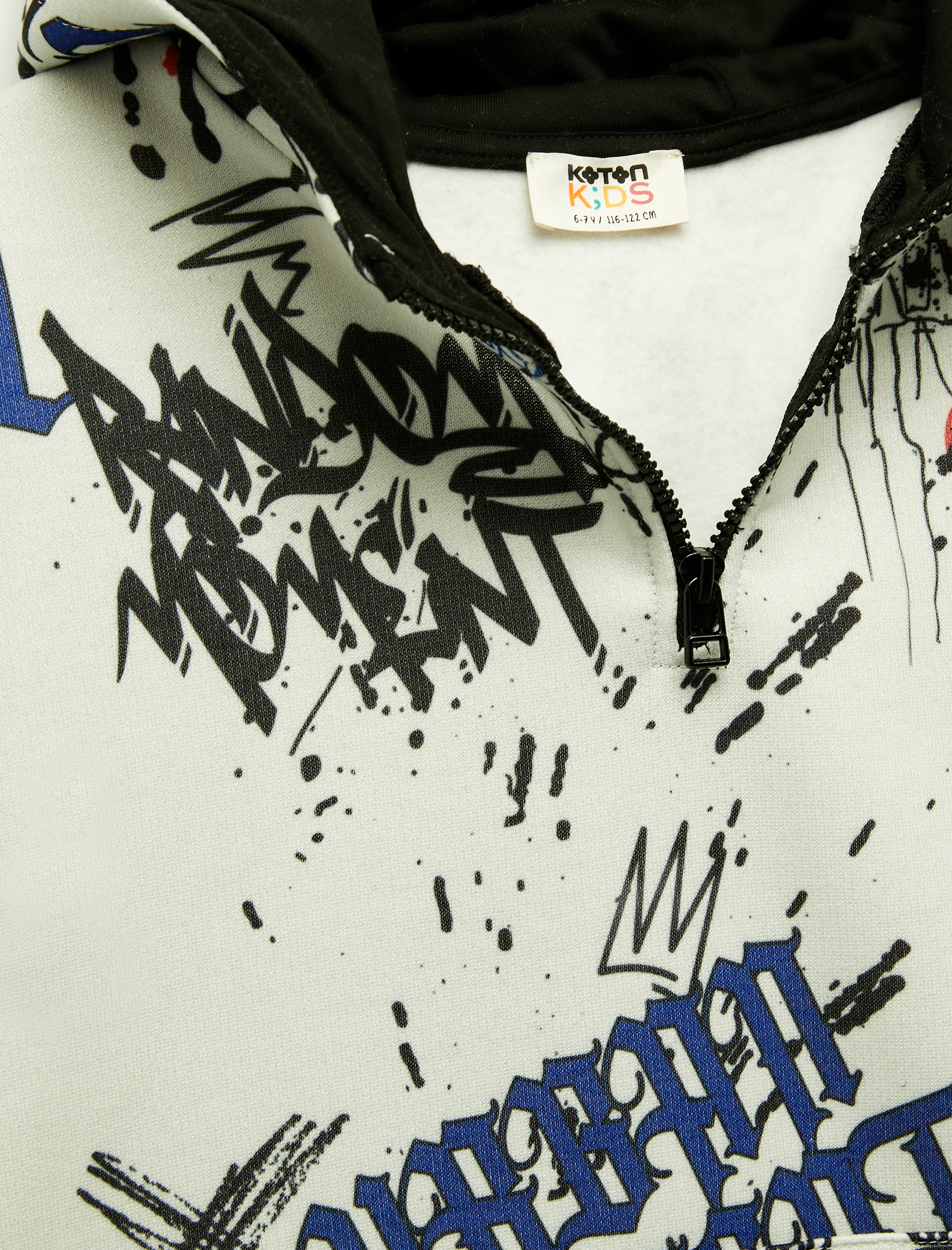  Erkek Çocuk Şardonlu Uzun Kollu Yarım Fermuarlı Kapşonlu Oversize Sweatshirt