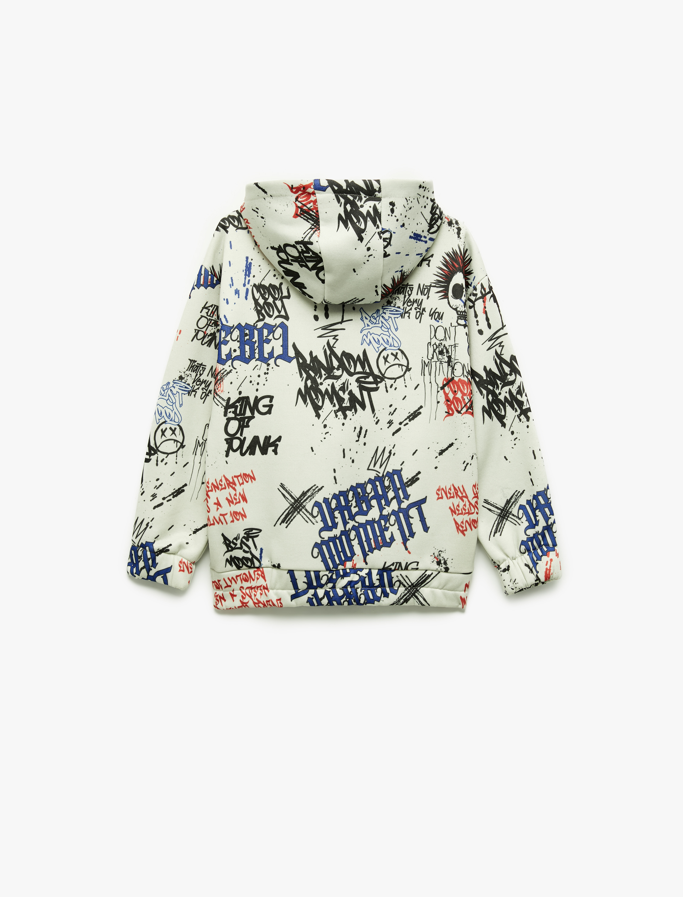  Erkek Çocuk Şardonlu Uzun Kollu Yarım Fermuarlı Kapşonlu Oversize Sweatshirt