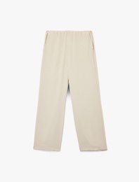Aerobin Kumaş Straight Fit Düz Bol Paça Pantolon