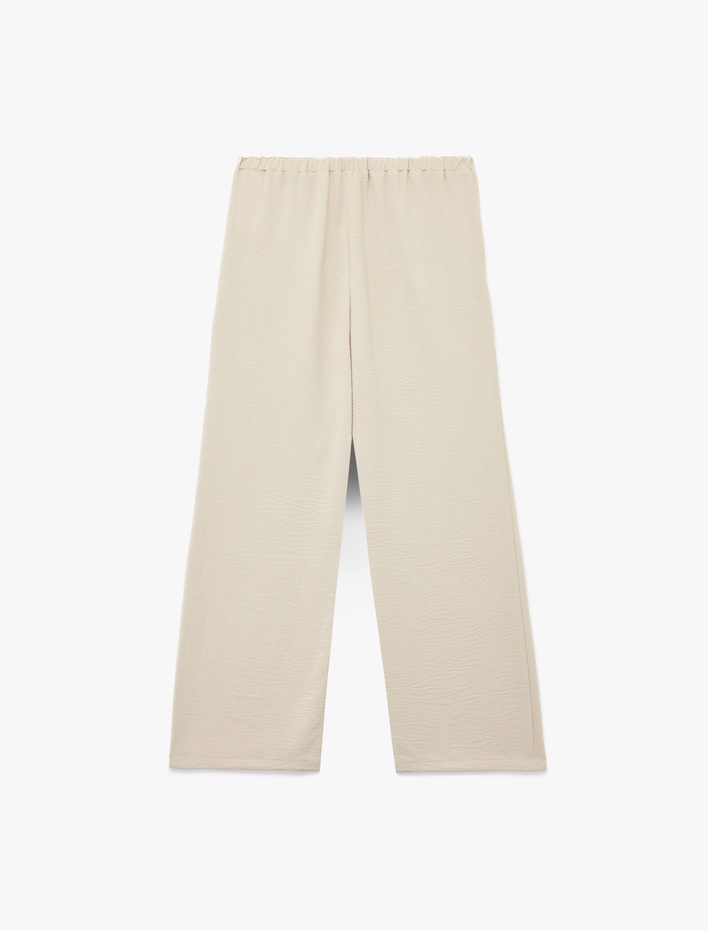  Aerobin Kumaş Straight Fit Düz Bol Paça Pantolon