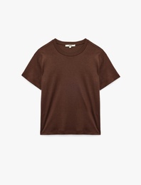 Pamuk Modal Karışımlı Slim Fit Kısa Kollu Bisiklet Yaka Basic Tişört