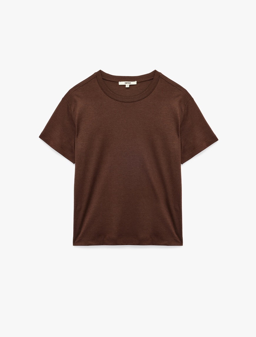   Pamuk Modal Karışımlı Slim Fit Kısa Kollu Bisiklet Yaka Basic Tişört