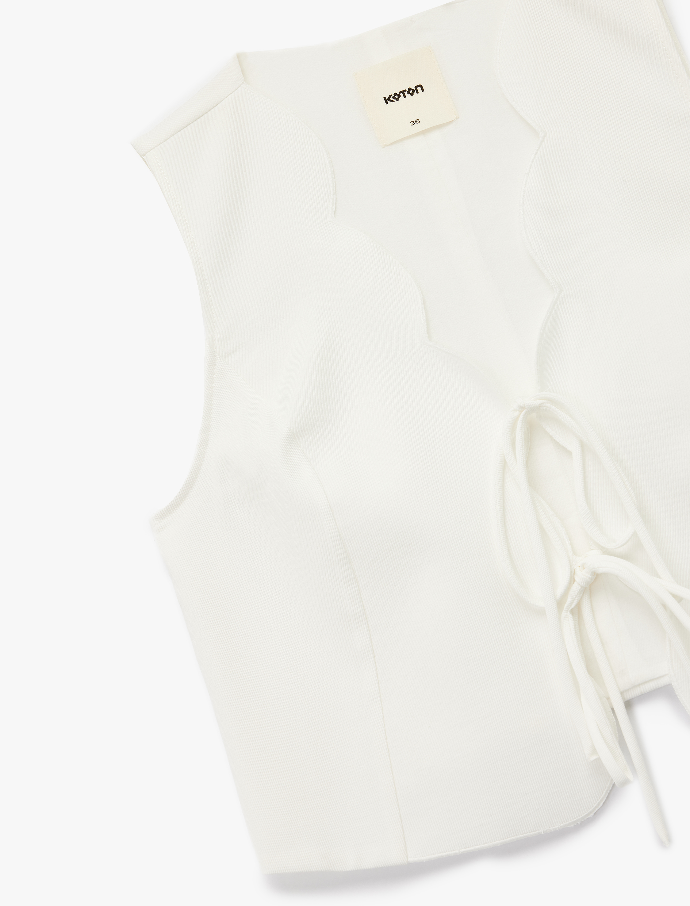   Viskon Kumaş Fiyonklu Önden Bağlama Detaylı Yelek