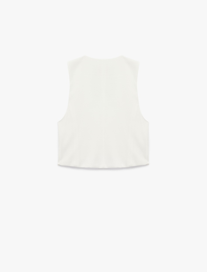  Viskon Kumaş Fiyonklu Önden Bağlama Detaylı Yelek