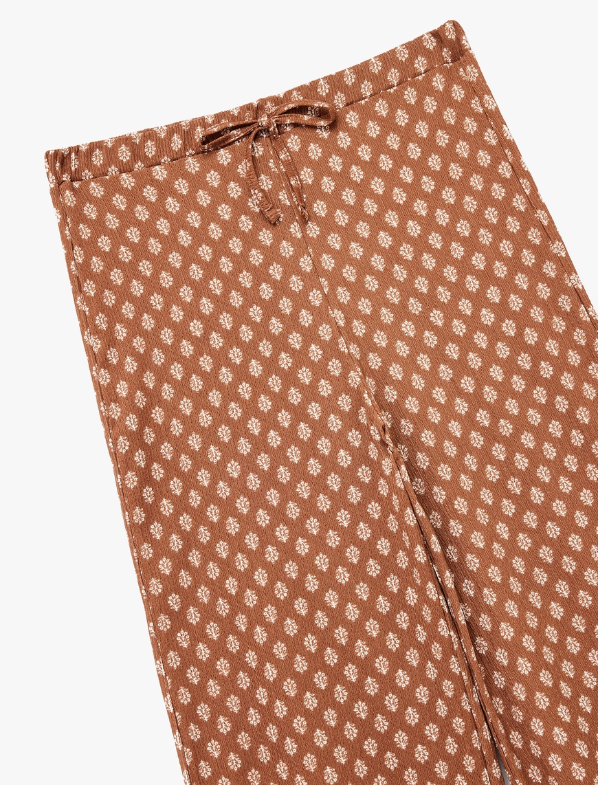   Beli Bağcıklı Rahat Kalıp Yüksek Bel Pantolon