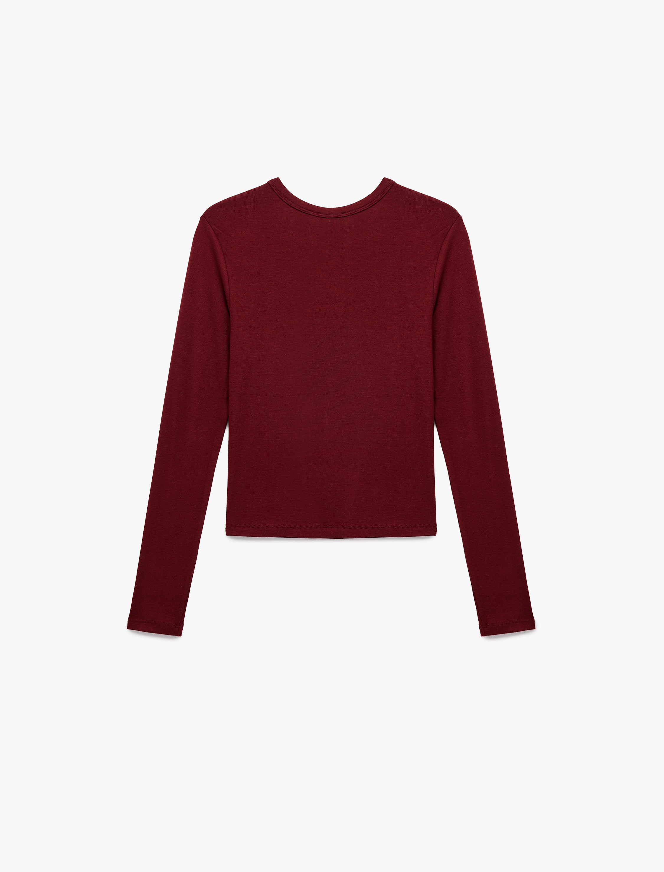   Slim Fit Uzun Kollu Bisiklet Yaka Viskon Tişört