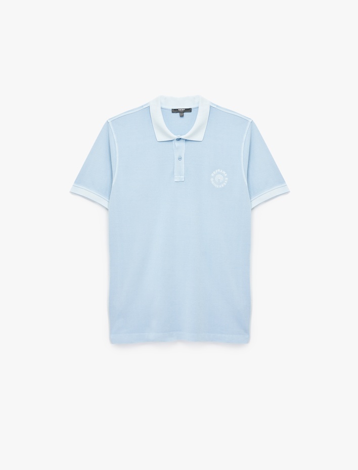  Regular Fit Nakışlı Kısa Kollu Pamuklu Polo Yaka Tişört