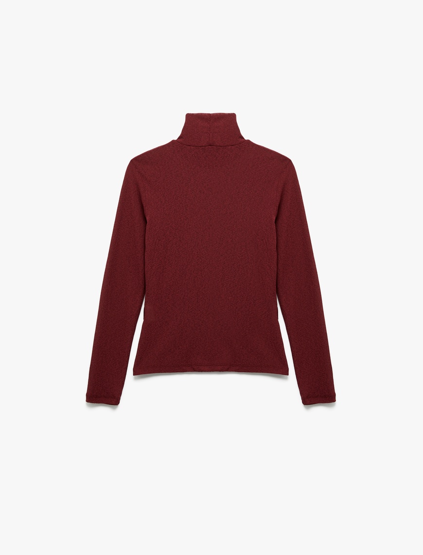   Slim Fit Balıkçı Yaka Uzun Kollu Tişört