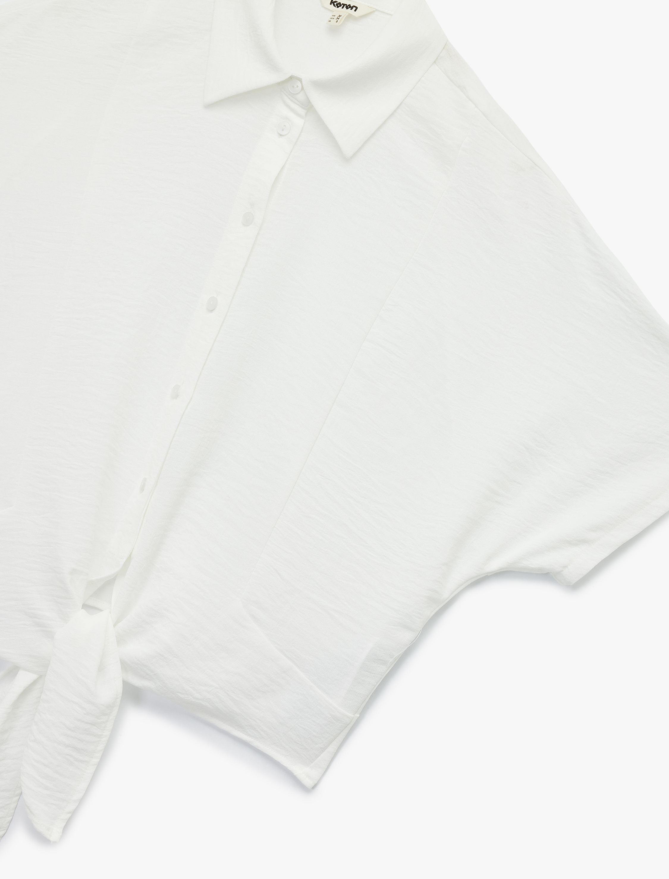   Aerobin Kumaş Önden Bağlama Detaylı Kısa Kollu Crop Gömlek