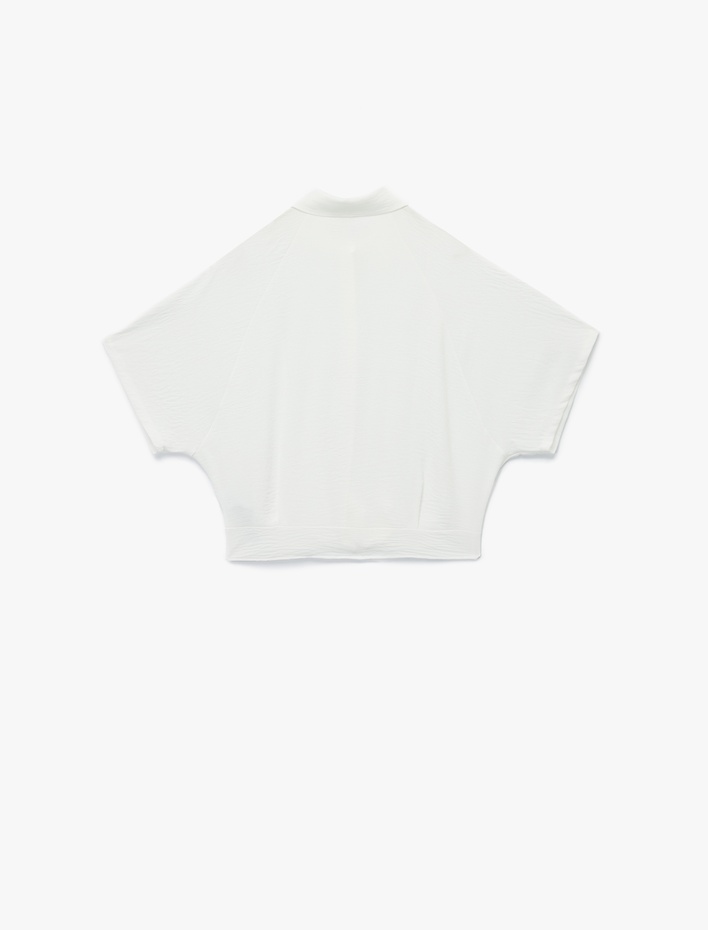  Aerobin Kumaş Önden Bağlama Detaylı Kısa Kollu Crop Gömlek