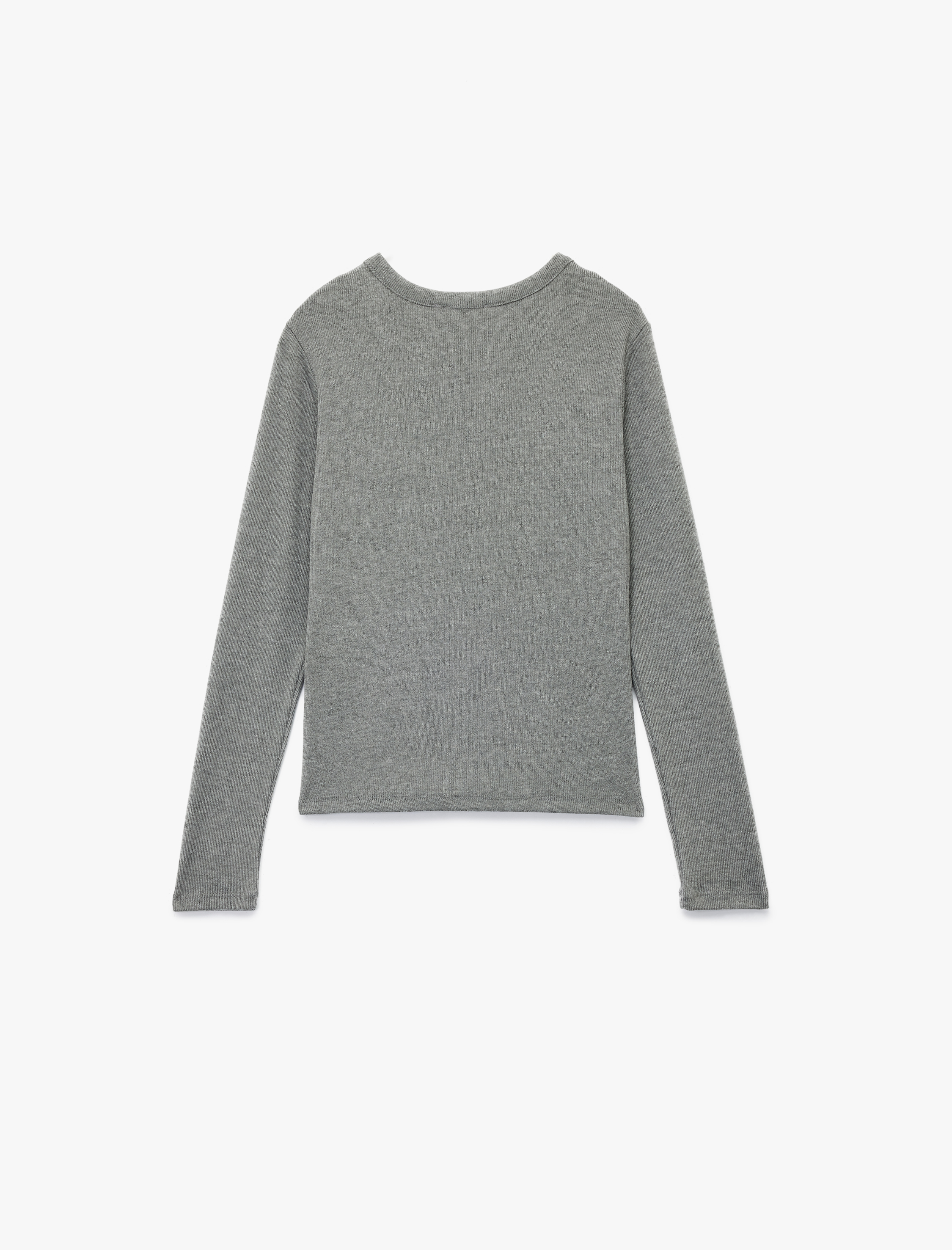   Slim Fit Bisiklet Yaka Uzun Kollu Basic Tişört