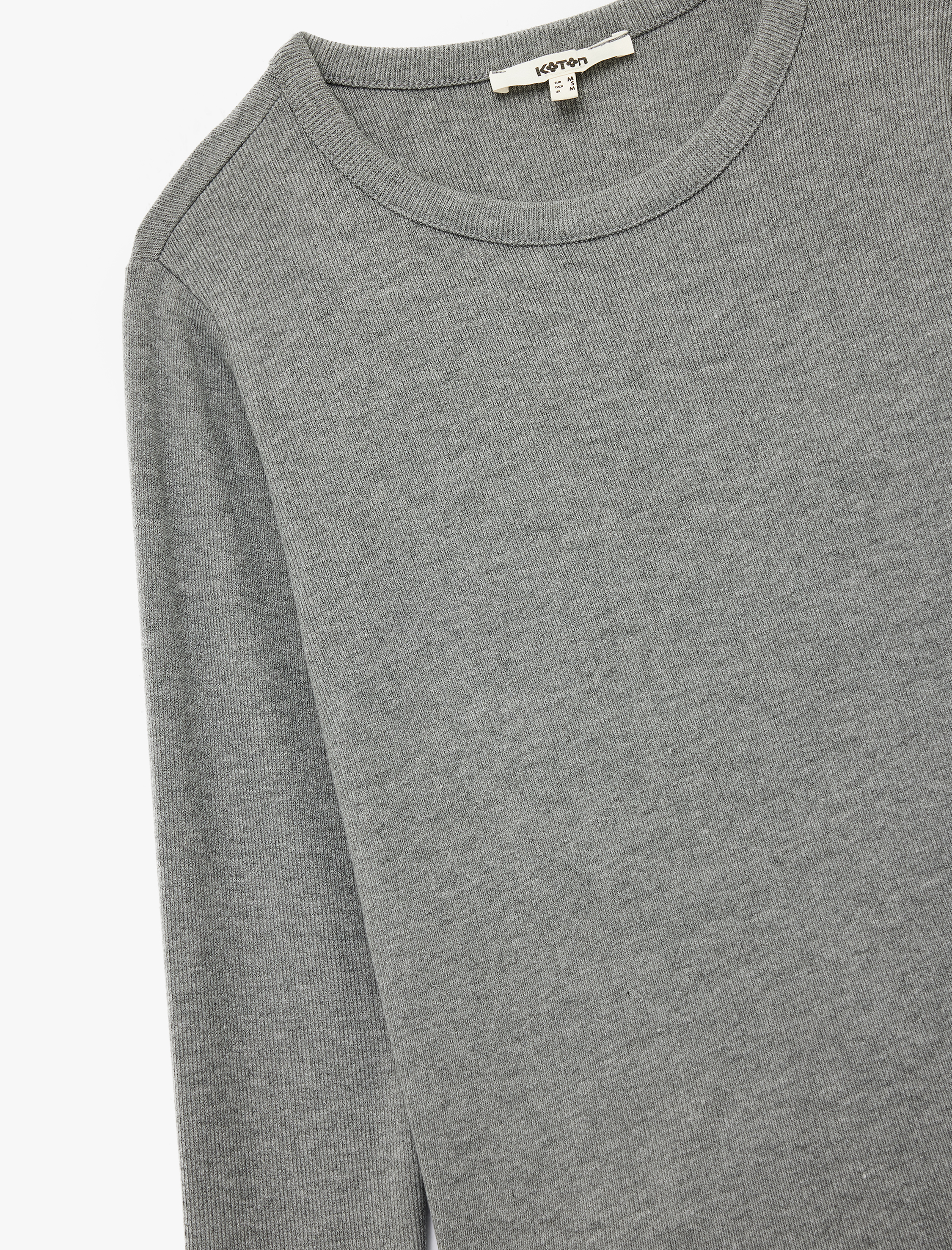   Slim Fit Bisiklet Yaka Uzun Kollu Basic Tişört