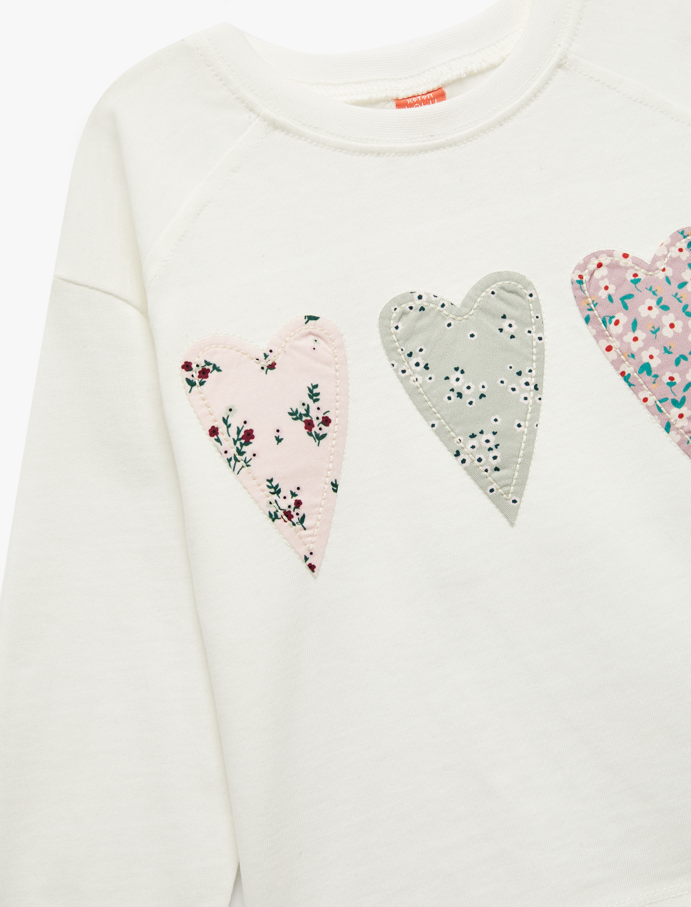  Kız Bebek Pamuklu Uzun Kollu Bisiklet Yaka Aplike Detaylı Tişört