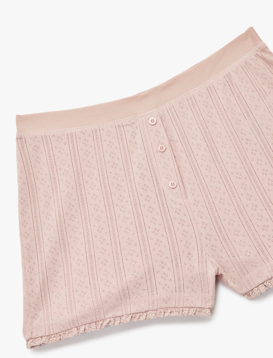   Dantelli Detaylı Rahat Kalıp Pamuklu Şort Pijama Altı