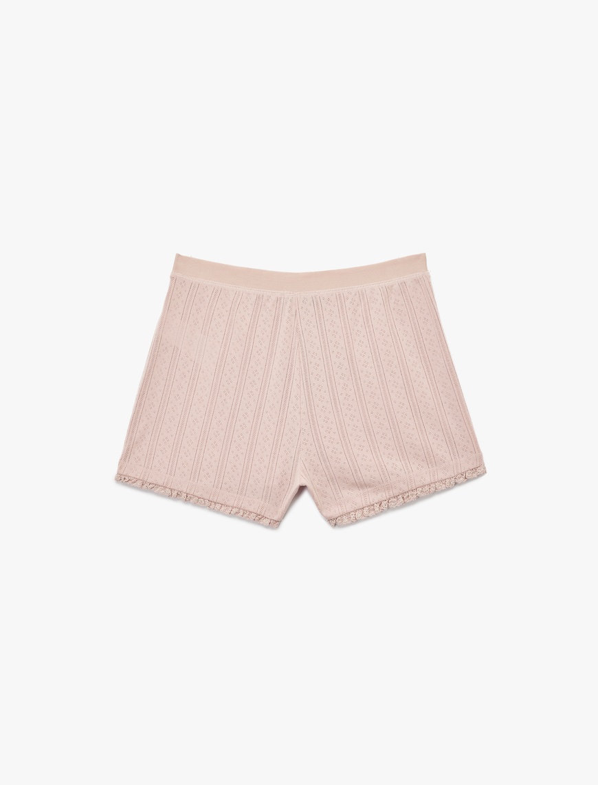   Dantelli Detaylı Rahat Kalıp Pamuklu Şort Pijama Altı