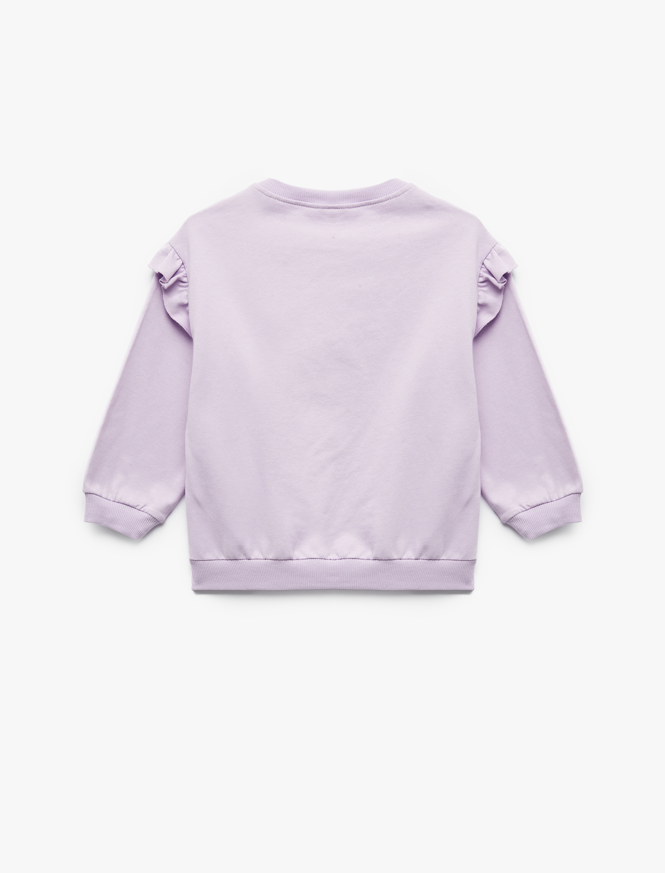  Kız Bebek Şardonlu Uzun Kollu Bisiklet Yaka Tavşan Aplikeli Pamuklu Sweatshirt