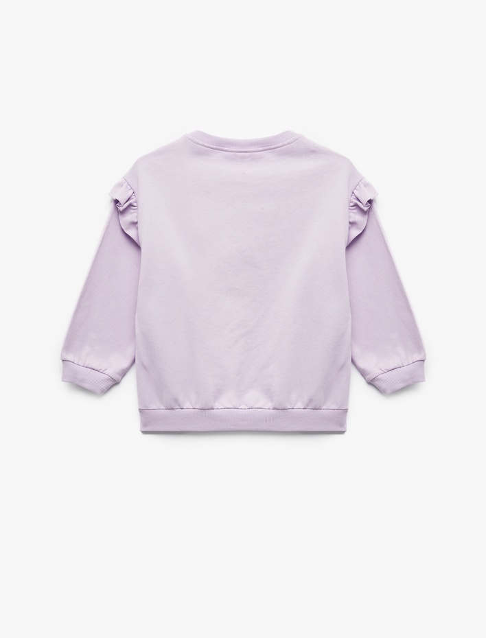 Kız Bebek Şardonlu Uzun Kollu Bisiklet Yaka Tavşan Aplikeli Pamuklu Sweatshirt