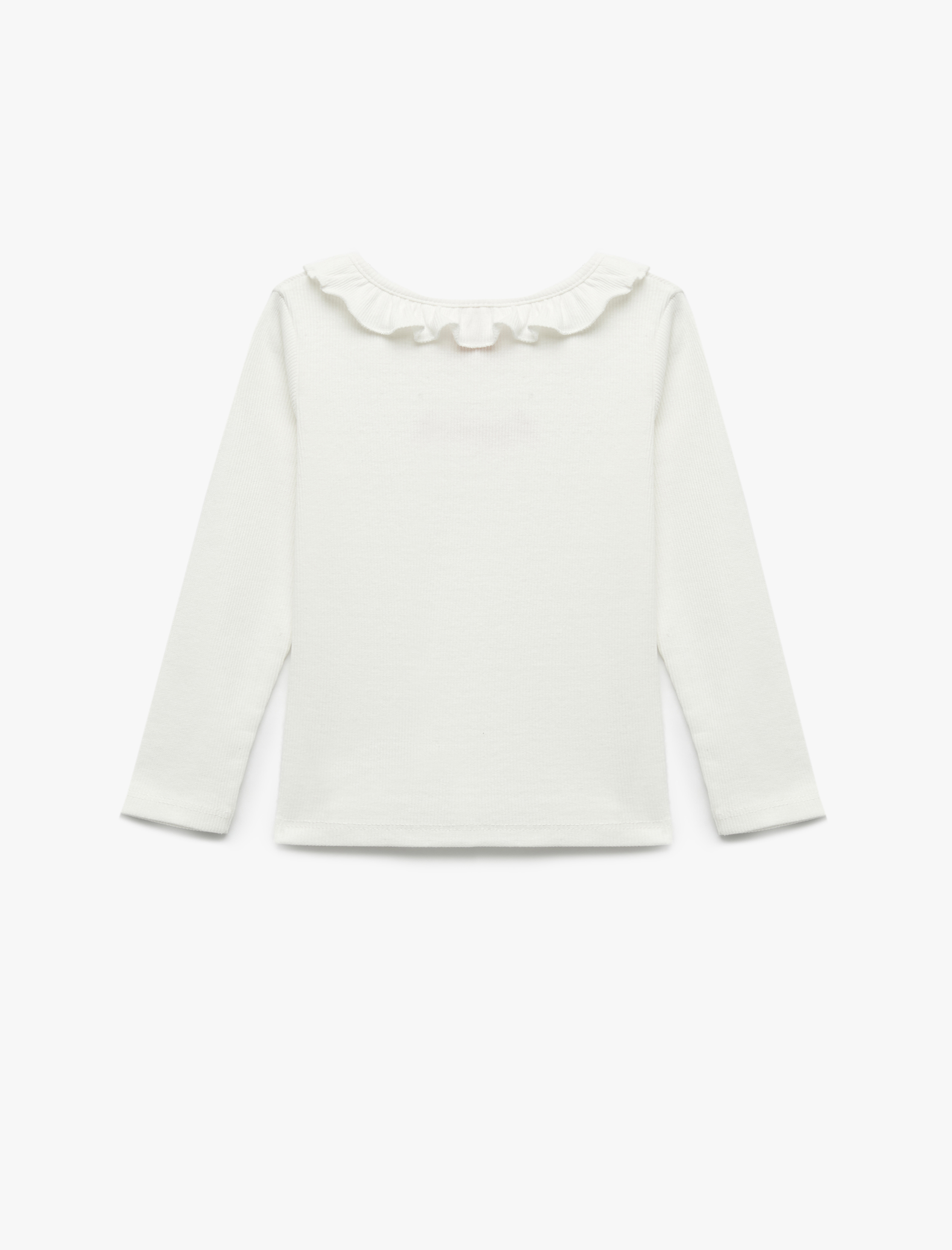  Kız Bebek Pamuklu Uzun Kollu Bisiklet Yaka Nakışlı Tişört