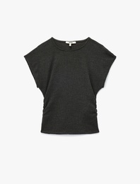 Bürümcük Kumaş Slim Fit Kısa Kollu Bisiklet Yaka Tişört