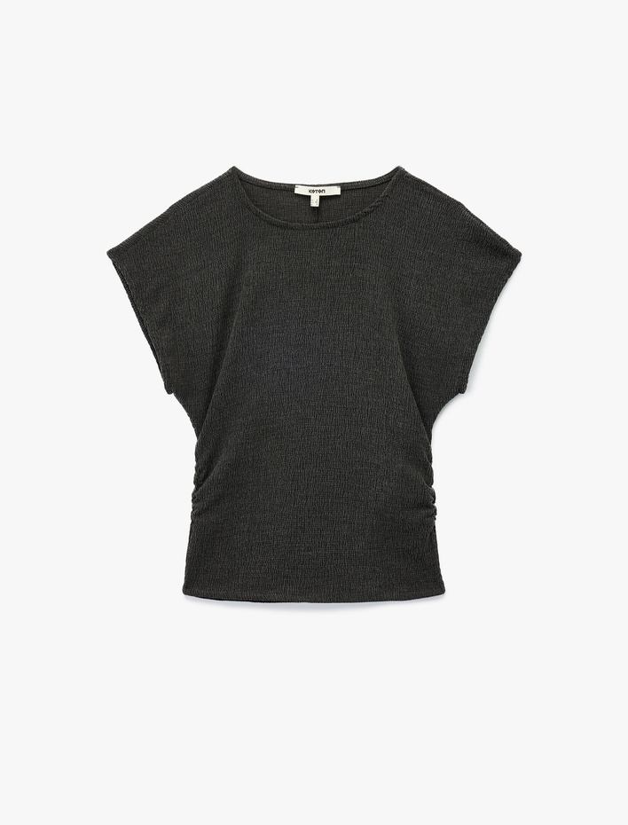  Bürümcük Kumaş Slim Fit Kısa Kollu Bisiklet Yaka Tişört