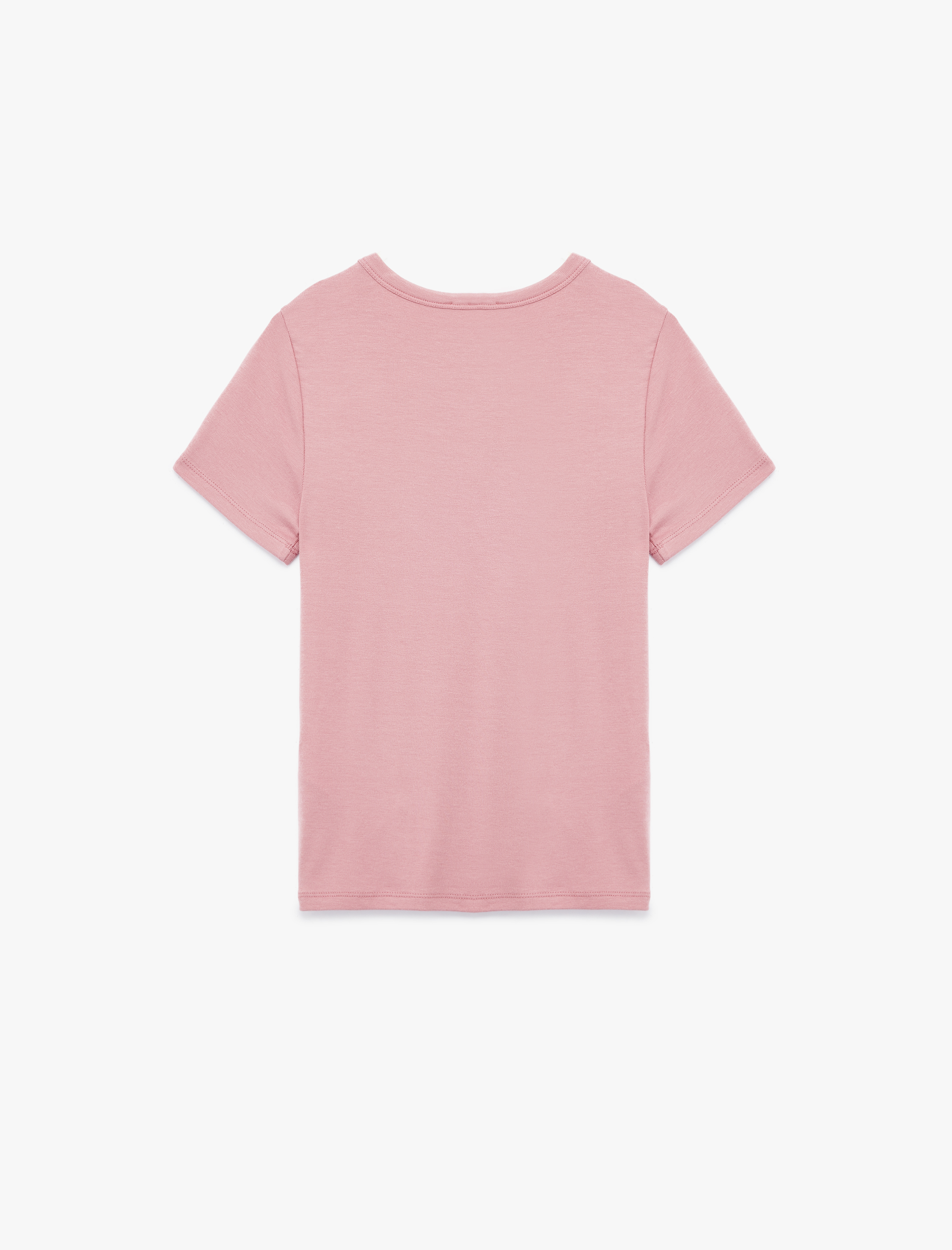   Viskon Kumaş Slim Fit Kısa Kollu Bisiklet Yaka Basic Tişört