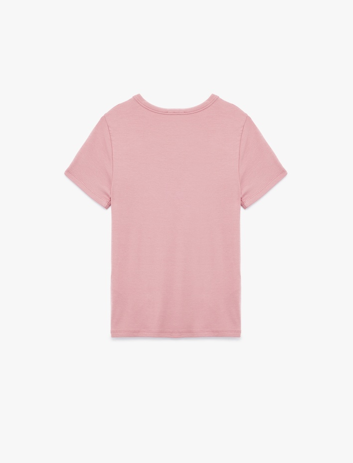  Viskon Kumaş Slim Fit Kısa Kollu Bisiklet Yaka Basic Tişört