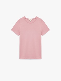 Viskon Kumaş Slim Fit Kısa Kollu Bisiklet Yaka Basic Tişört