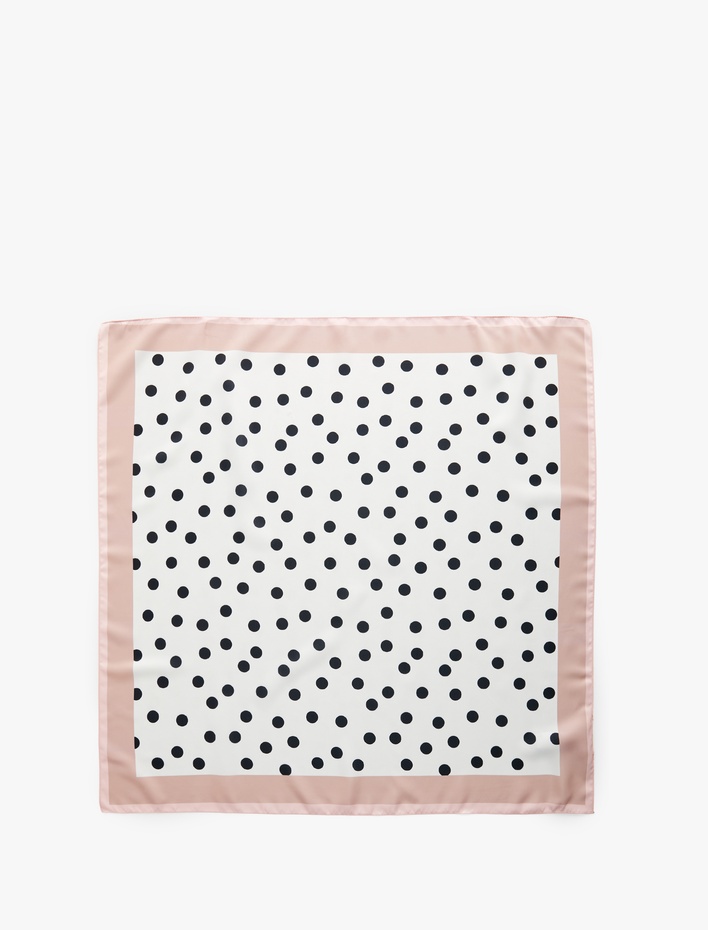 Kadın Puantiyeli Kare Saten Şal