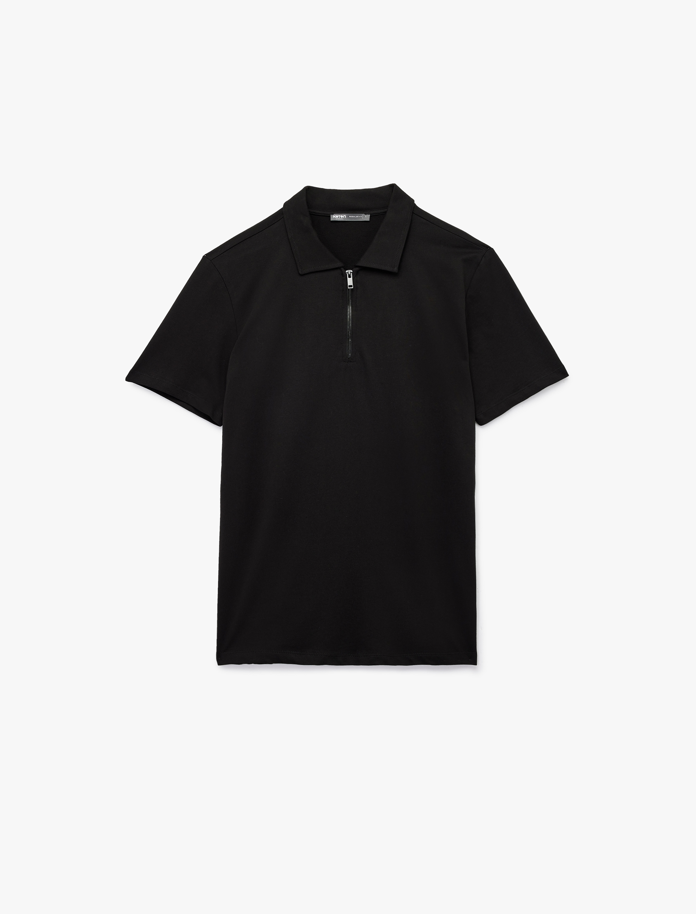   Kısa Kollu Regular Fit Pamuklu Yarım Fermuarlı Tişört