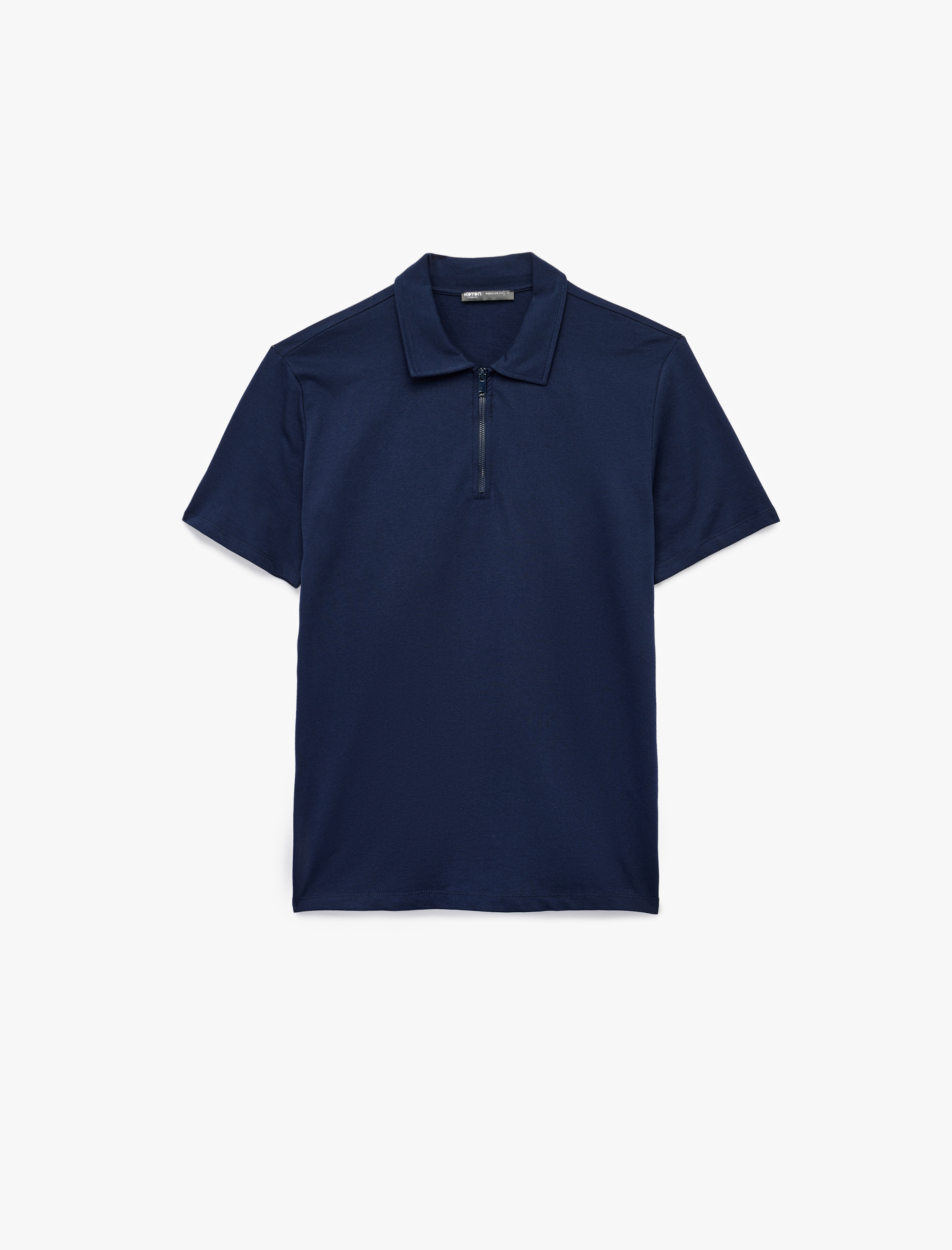   Kısa Kollu Regular Fit Pamuklu Yarım Fermuarlı Tişört