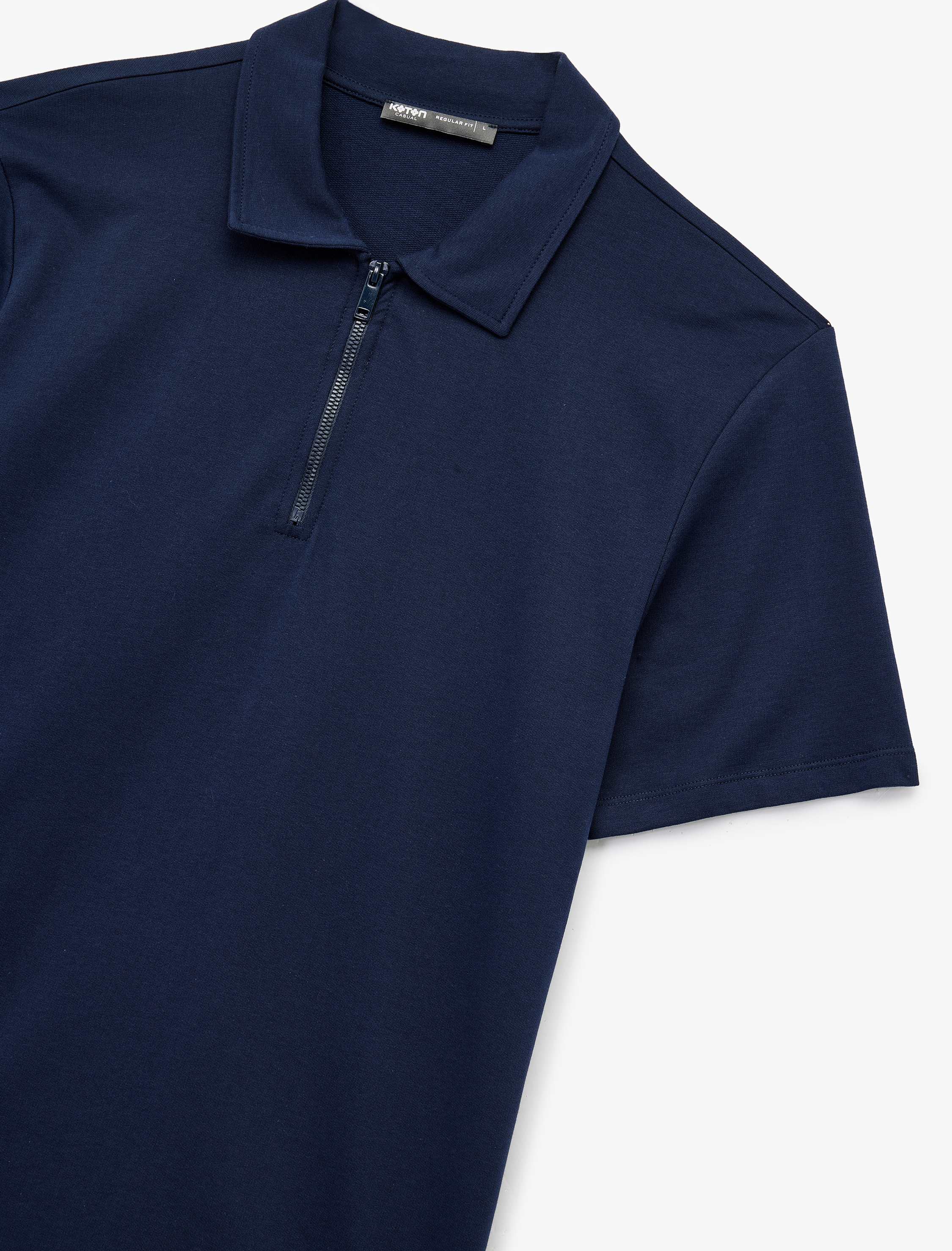   Kısa Kollu Regular Fit Pamuklu Yarım Fermuarlı Tişört