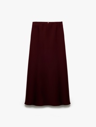 Regular Fit Midi Boy Saten Kloş Etek