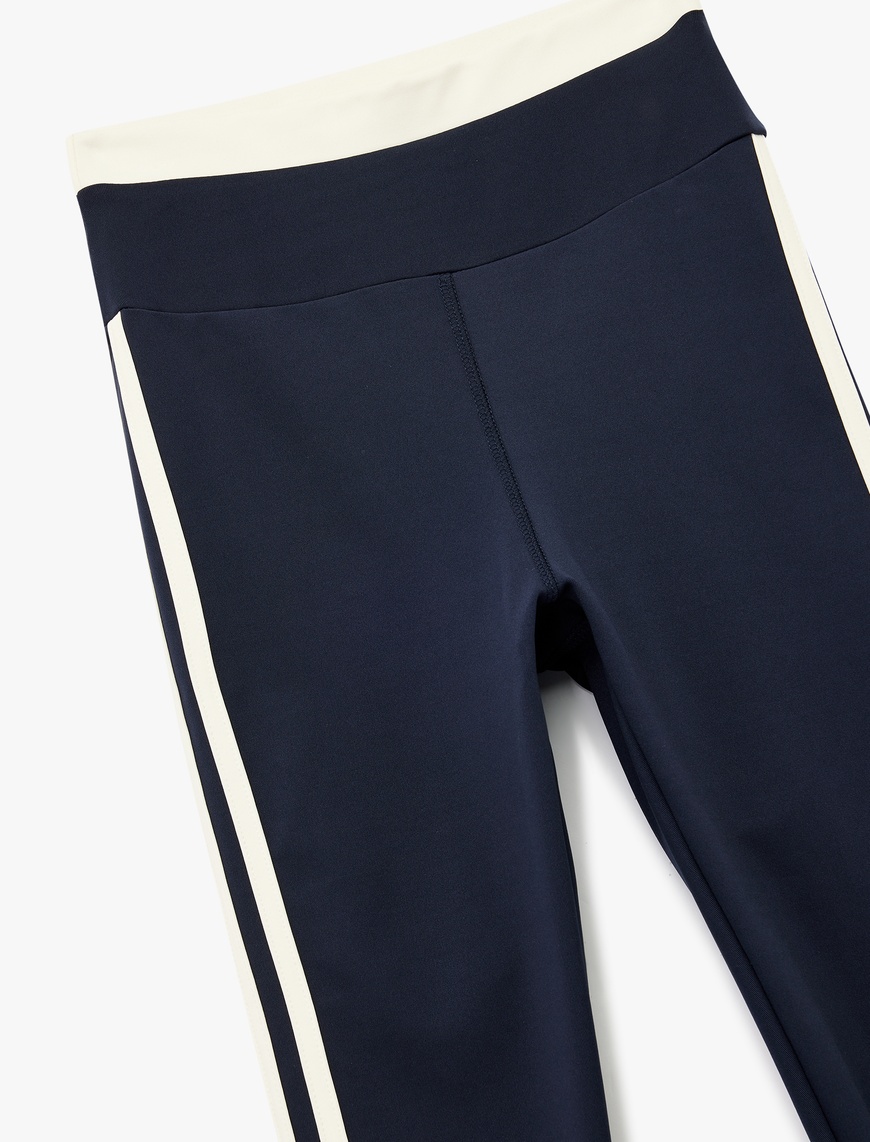   Yüksek Bel Çizgili Slim Fit Spor Tayt