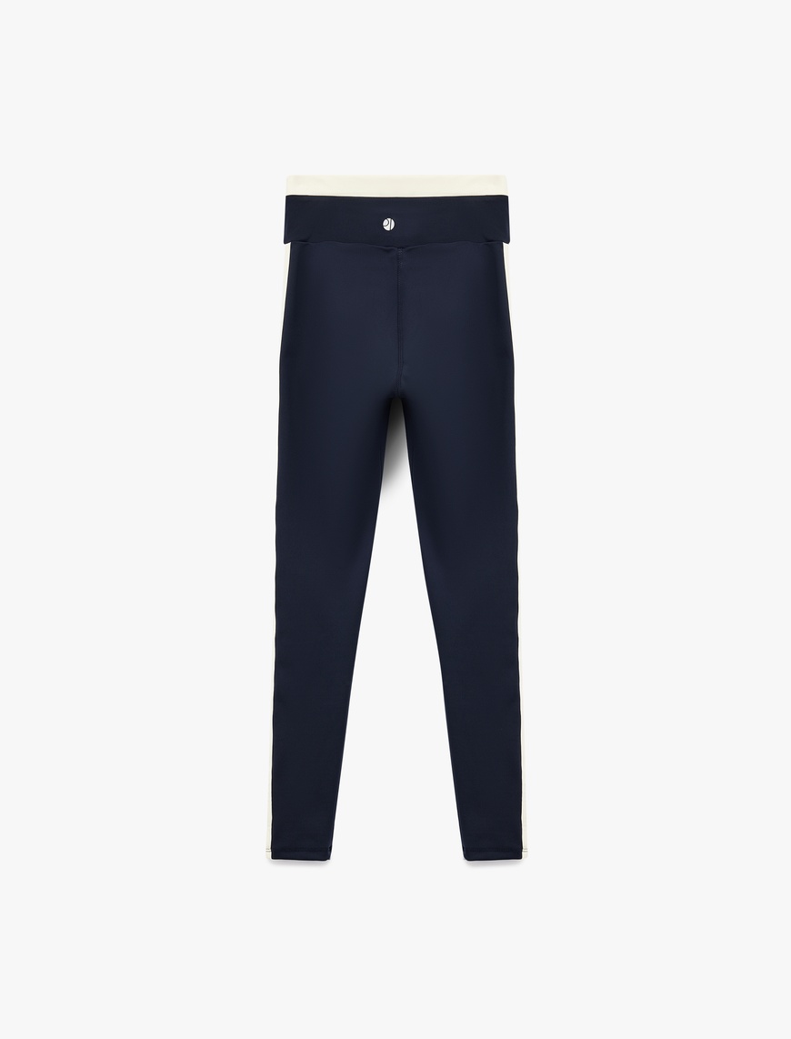   Yüksek Bel Çizgili Slim Fit Spor Tayt