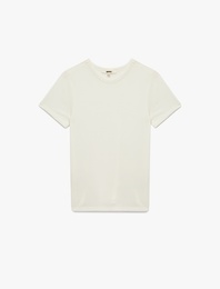 Viskon Kumaş Slim Fit Kısa Kollu Bisiklet Yaka Basic Tişört