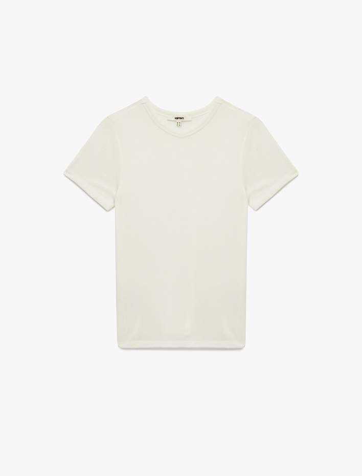  Viskon Kumaş Slim Fit Kısa Kollu Bisiklet Yaka Basic Tişört