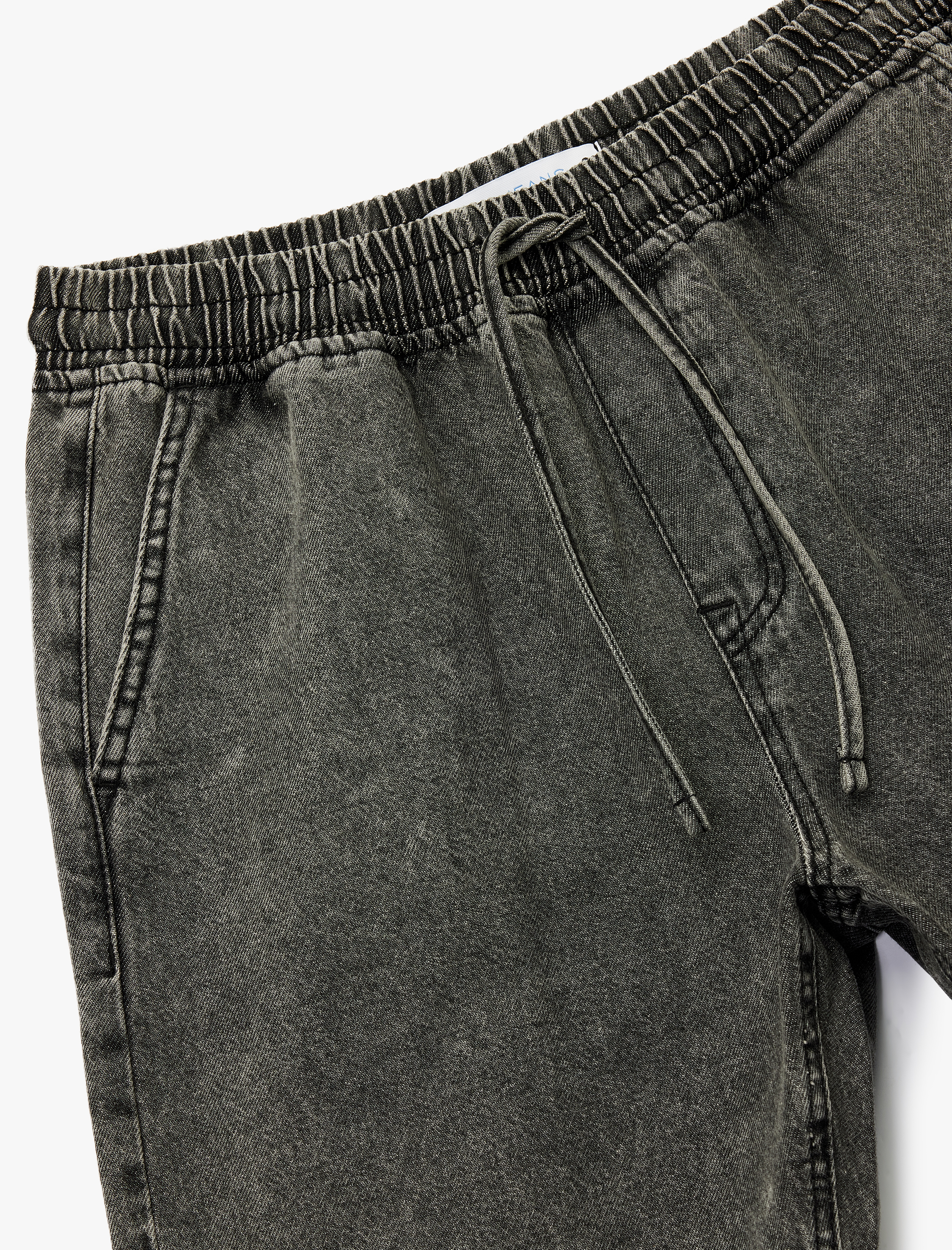   Beli Bağcıklı Pamuklu Cep Detaylı Baggy Jean Şort