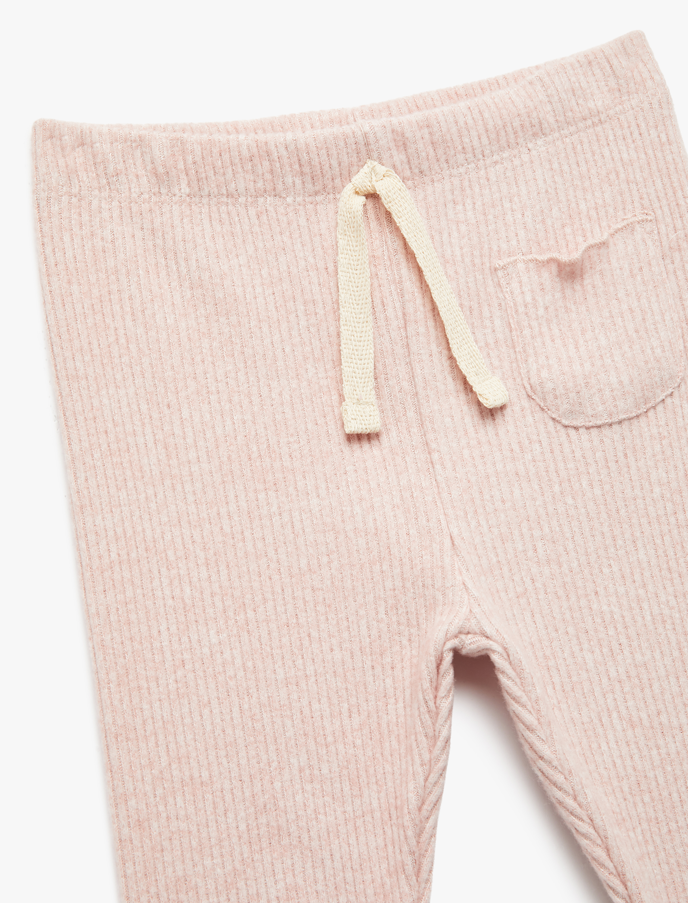  Kız Bebek Cep Detaylı Beli Bağcıklı Viskon Karışımlı Ribanalı Tayt